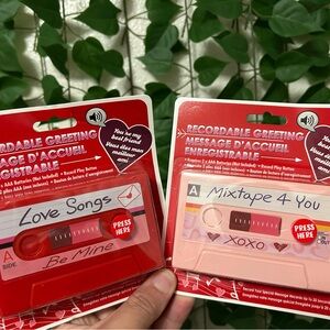 Recordable Greeting Card with Red and Pink Cassette Design SET OF 2